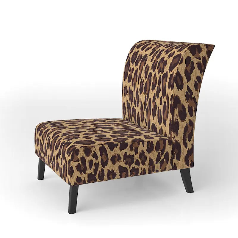 Fauteuil d'appoint rembourré imprimé léopard marron