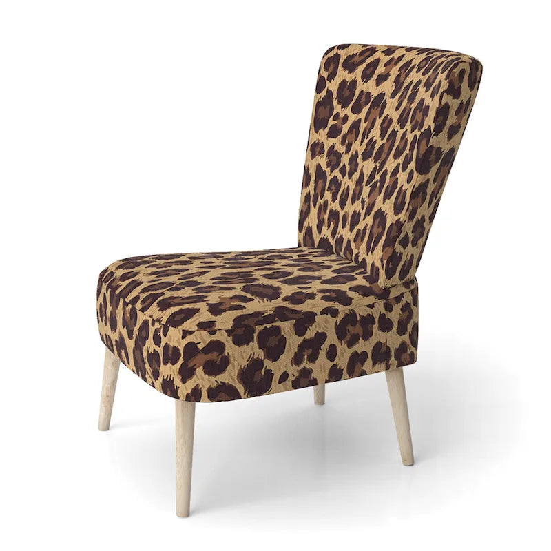 Fauteuil d'appoint rembourré imprimé léopard marron