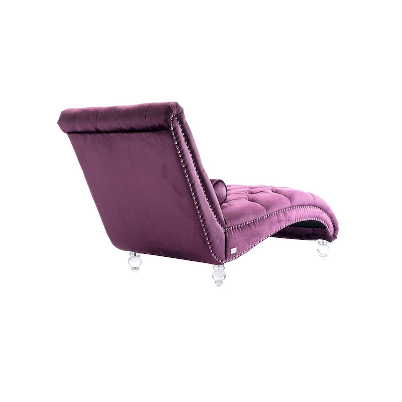 Méridienne capitonnée en velours avec pieds en acrylique