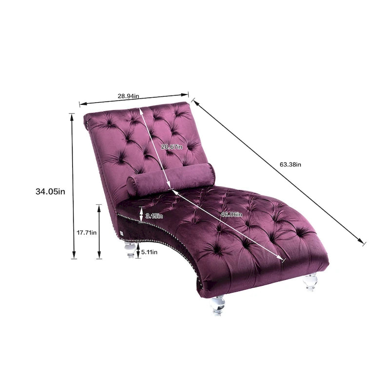 Méridienne capitonnée en velours avec pieds en acrylique