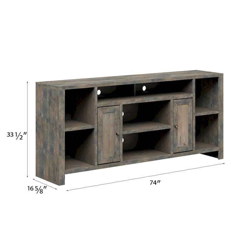 Meuble TV de 188 cm pour téléviseurs jusqu'à 85" – Fini bois de grange, aucun assemblage requis