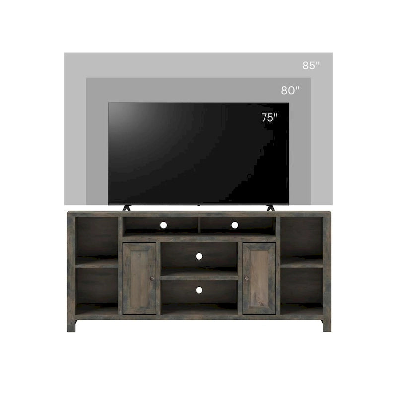 Meuble TV de 188 cm pour téléviseurs jusqu'à 85" – Fini bois de grange, aucun assemblage requis