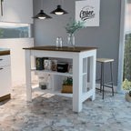 Îlot de cuisine avec trois étagères