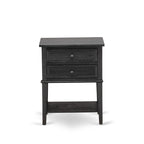 Ensemble de chambre à coucher 2 pièces – Lit plateforme en similicuir et table de chevet, brun foncé, pieds noirs