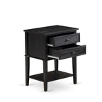 Ensemble de chambre à coucher 2 pièces – Lit plateforme en similicuir et table de chevet, brun foncé, pieds noirs