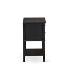 Ensemble de chambre à coucher 2 pièces – Lit plateforme en similicuir et table de chevet, brun foncé, pieds noirs