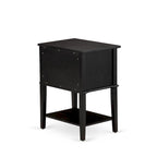 Ensemble de chambre à coucher 2 pièces – Lit plateforme en similicuir et table de chevet, brun foncé, pieds noirs