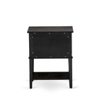 Ensemble de chambre à coucher 2 pièces – Lit plateforme en similicuir et table de chevet, brun foncé, pieds noirs