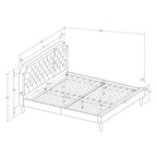 Ensemble de chambre à coucher 2 pièces – Lit plateforme en similicuir et table de chevet, brun foncé, pieds noirs