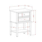Ensemble de chambre à coucher 2 pièces – Lit plateforme en similicuir et table de chevet, brun foncé, pieds noirs