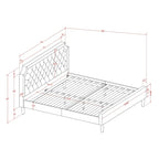 Ensemble de chambre à coucher 2 pièces – Lit plateforme en similicuir et table de chevet, brun foncé, pieds noirs