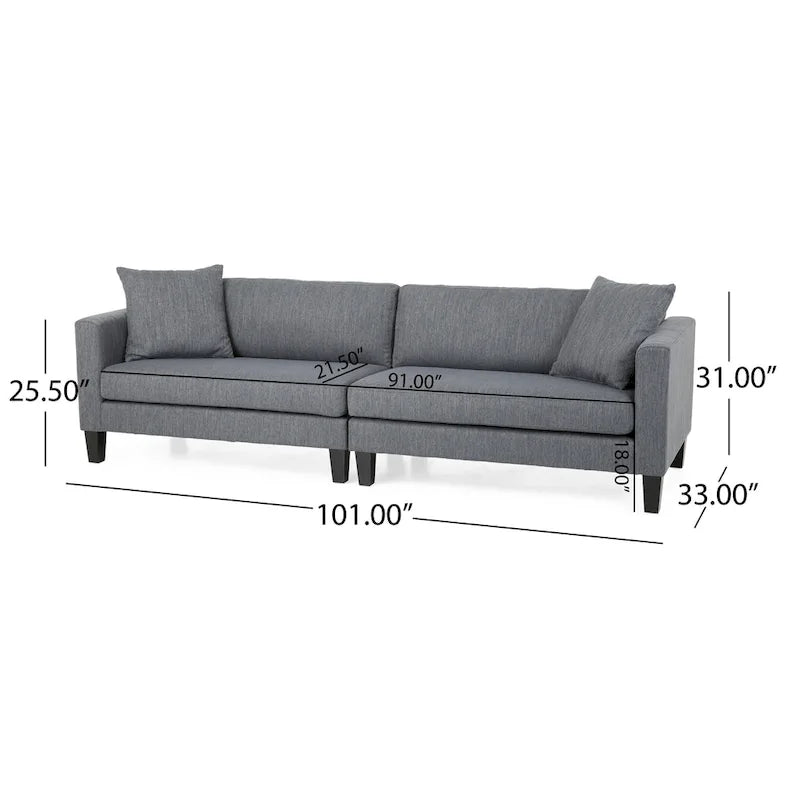 Canapé 4 places en tissu contemporain Clemons avec coussins d'appoint par Christopher Knight Home