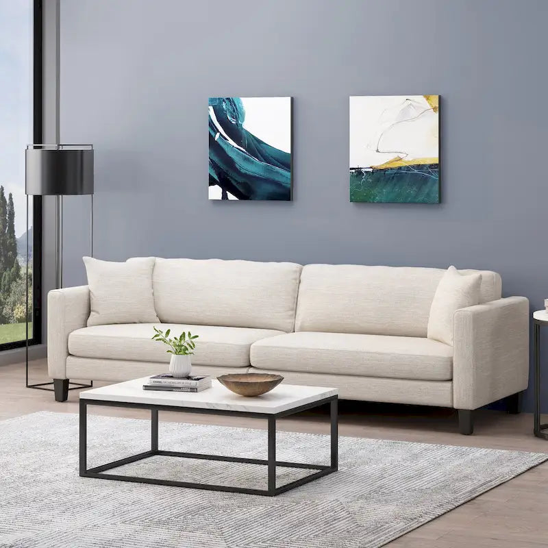 Canapé 4 places en tissu contemporain Clemons avec coussins d'appoint par Christopher Knight Home