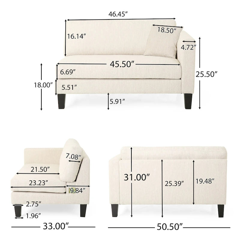 Canapé 4 places en tissu contemporain Clemons avec coussins d'appoint par Christopher Knight Home