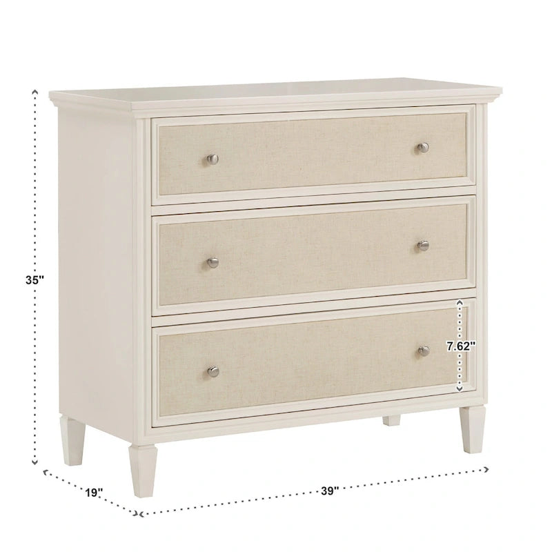Commode à tiroirs Thea White Finish Beige Linen de iNSPIRE Q Classic