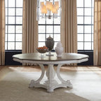 Ensemble de table ronde Magnolia Manor blanc antique et écorce vieillie