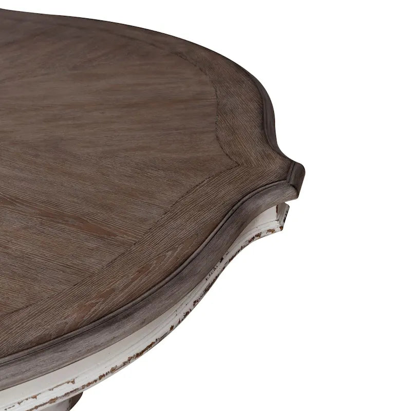 Ensemble de table ronde Magnolia Manor blanc antique et écorce vieillie