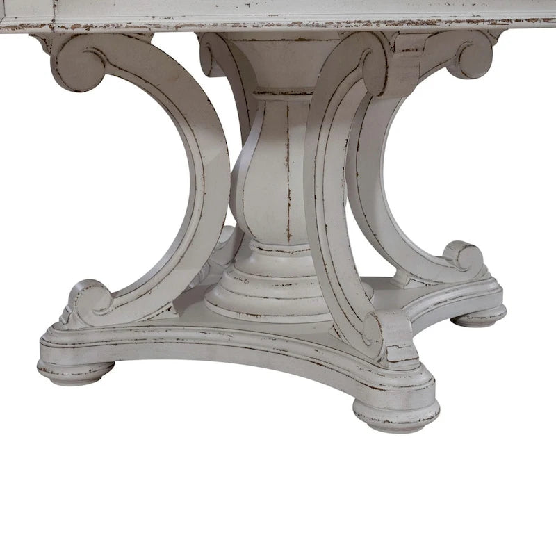Ensemble de table ronde Magnolia Manor blanc antique et écorce vieillie