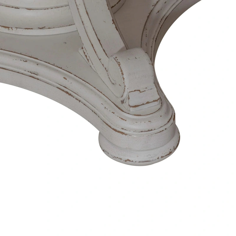 Ensemble de table ronde Magnolia Manor blanc antique et écorce vieillie