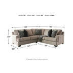 Canapé d'angle 2 places beige et gris – Rembourré, ensemble de salon moderne
