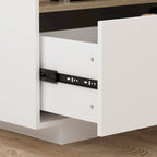 Îlot de cuisine extensible chêne et marron avec rangement
