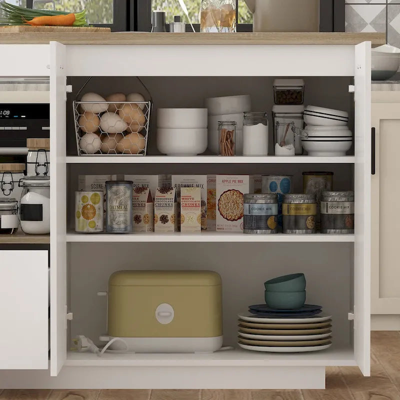 Îlot de cuisine extensible chêne et marron avec rangement