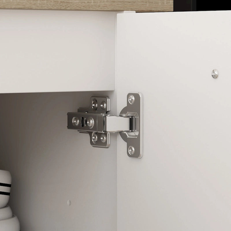 Îlot de cuisine extensible chêne et marron avec rangement