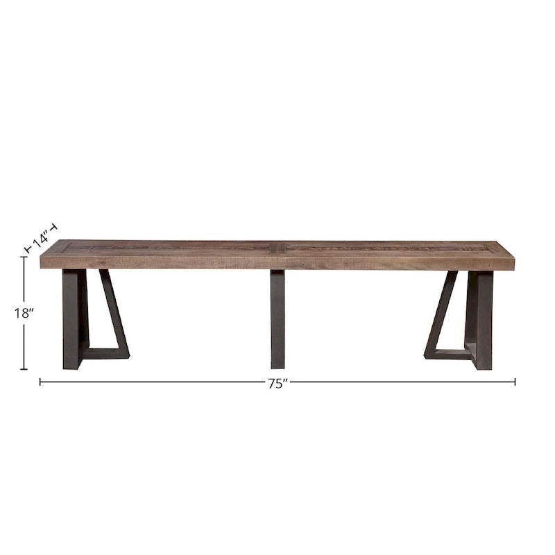 Banc de salle à manger en pin vieilli