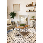 Table basse Off-White en bois recyclé avec rangement