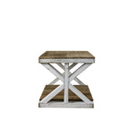 Table basse Off-White en bois recyclé avec rangement