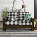 Causeuse en tissu à carreaux chêne rustique – 2 places