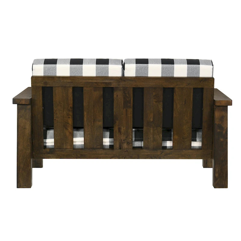 Causeuse en tissu à carreaux chêne rustique – 2 places