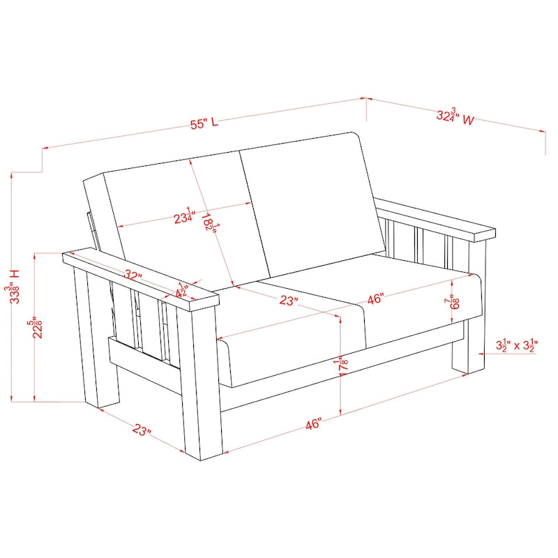 Causeuse en tissu à carreaux chêne rustique – 2 places