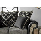 Ensemble sofa et causeuse Roundhill Furniture San Marino en tissu bicolore avec cadre en bois et 3 tables, couleur ébène