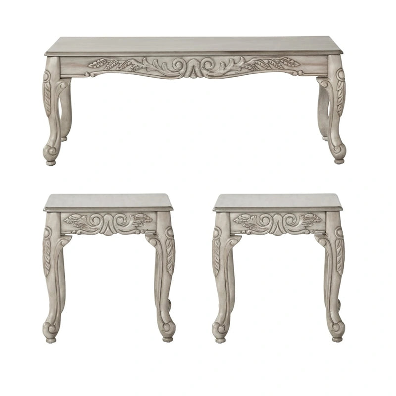 Ensemble sofa et causeuse Roundhill Furniture San Marino en tissu bicolore avec cadre en bois et 3 tables, couleur ébène