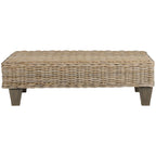 Banc en osier naturel avec cadre en bois