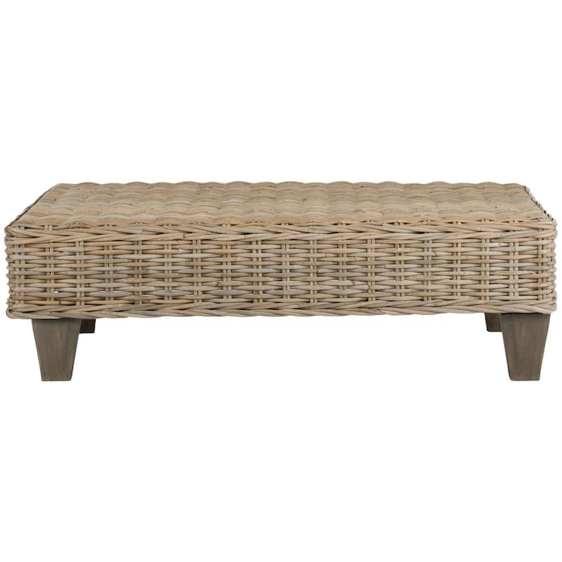 Banc en osier naturel avec cadre en bois