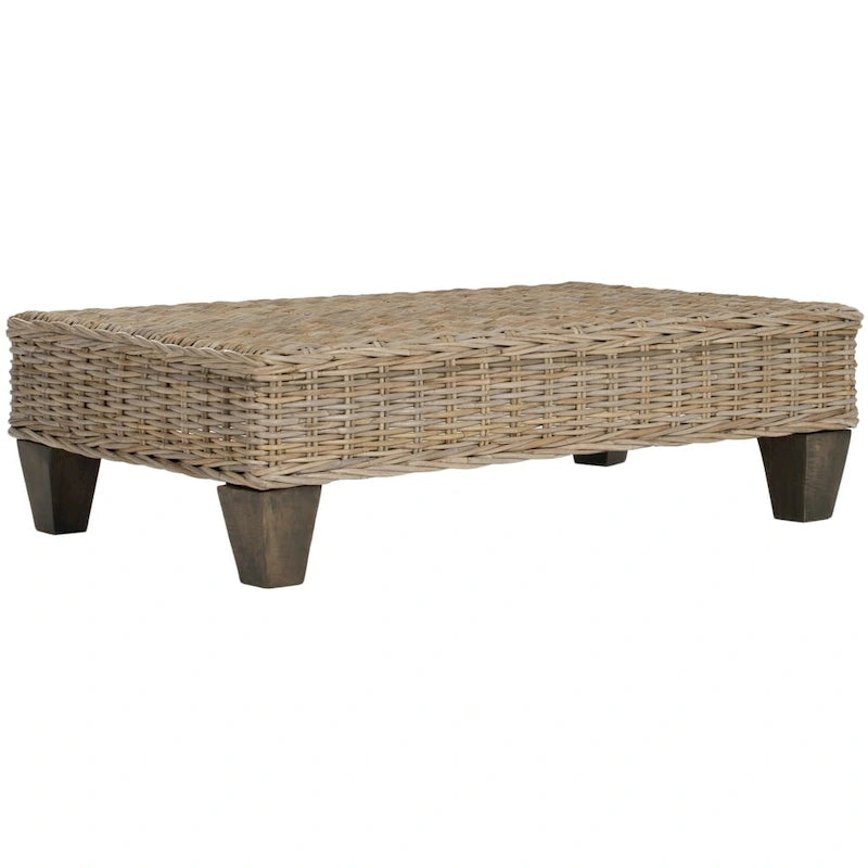 Banc en osier naturel avec cadre en bois
