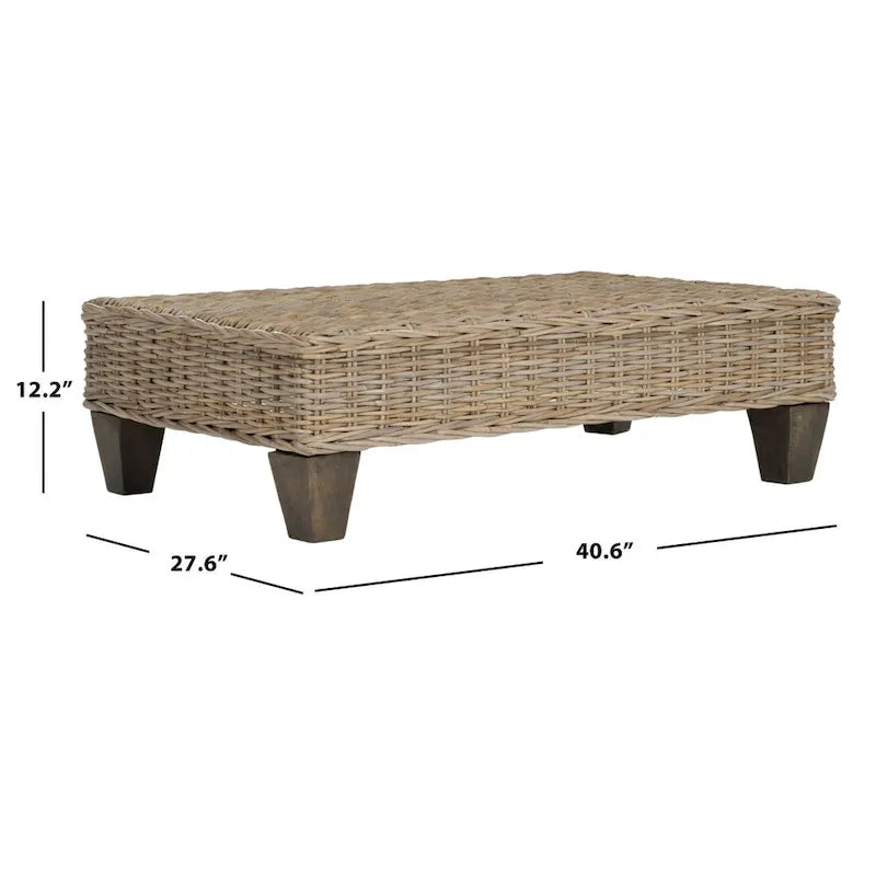 Banc en osier naturel avec cadre en bois