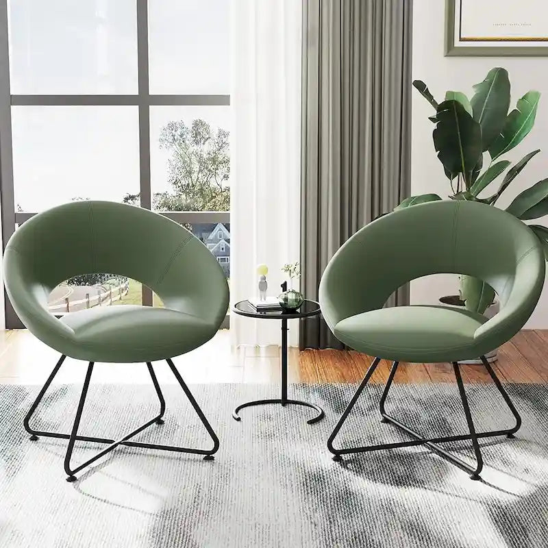 Fauteuil pivotant en velours vert olive