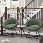 Fauteuil pivotant en velours vert olive