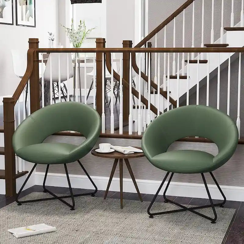 Fauteuil pivotant en velours vert olive