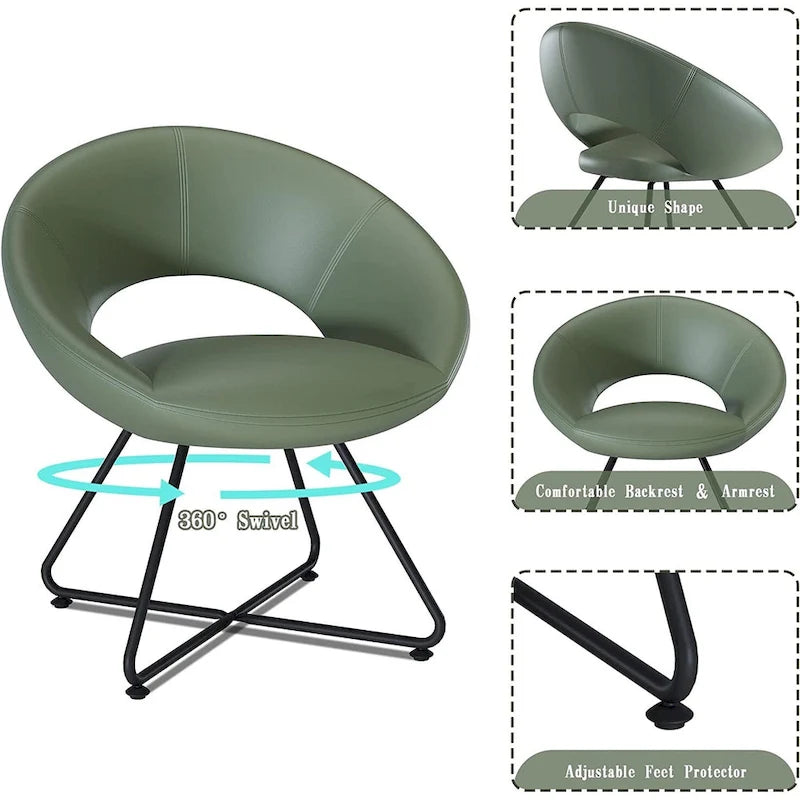 Fauteuil pivotant en velours vert olive