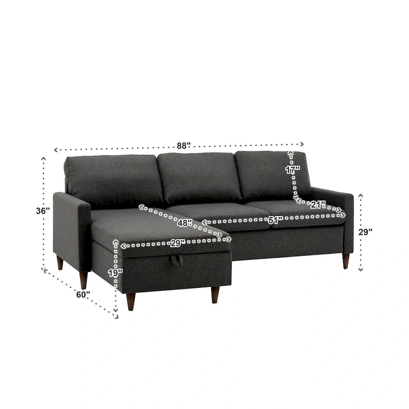 Canapé d'angle Parker avec méridienne de rangement iNSPIRE Q Modern