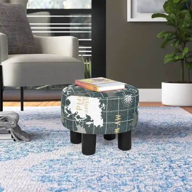 Repose-pieds ottoman rond en tissu