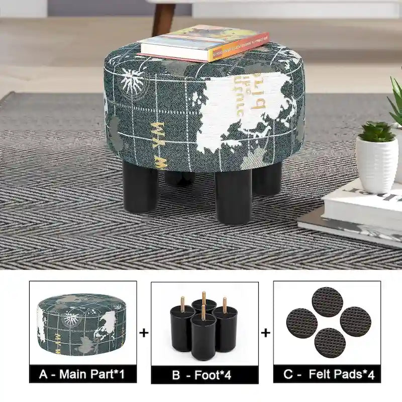 Repose-pieds ottoman rond en tissu