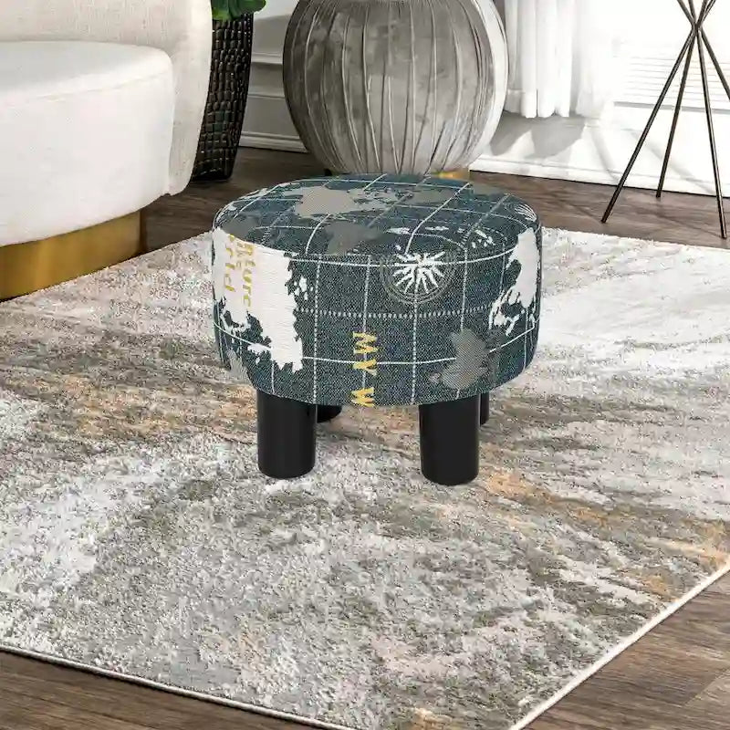 Repose-pieds ottoman rond en tissu