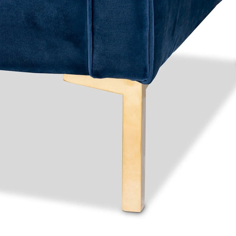 Ensemble canapé et fauteuil 2 pièces, finition velours et or, style glamour