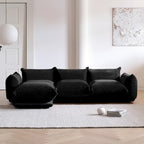 Canapé sectionnel modulaire moderne en chenille noire avec pouf