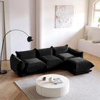 Canapé sectionnel modulaire moderne en chenille noire avec pouf
